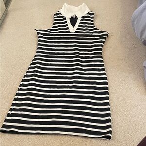 Striped Black and White Sleeveless Dress